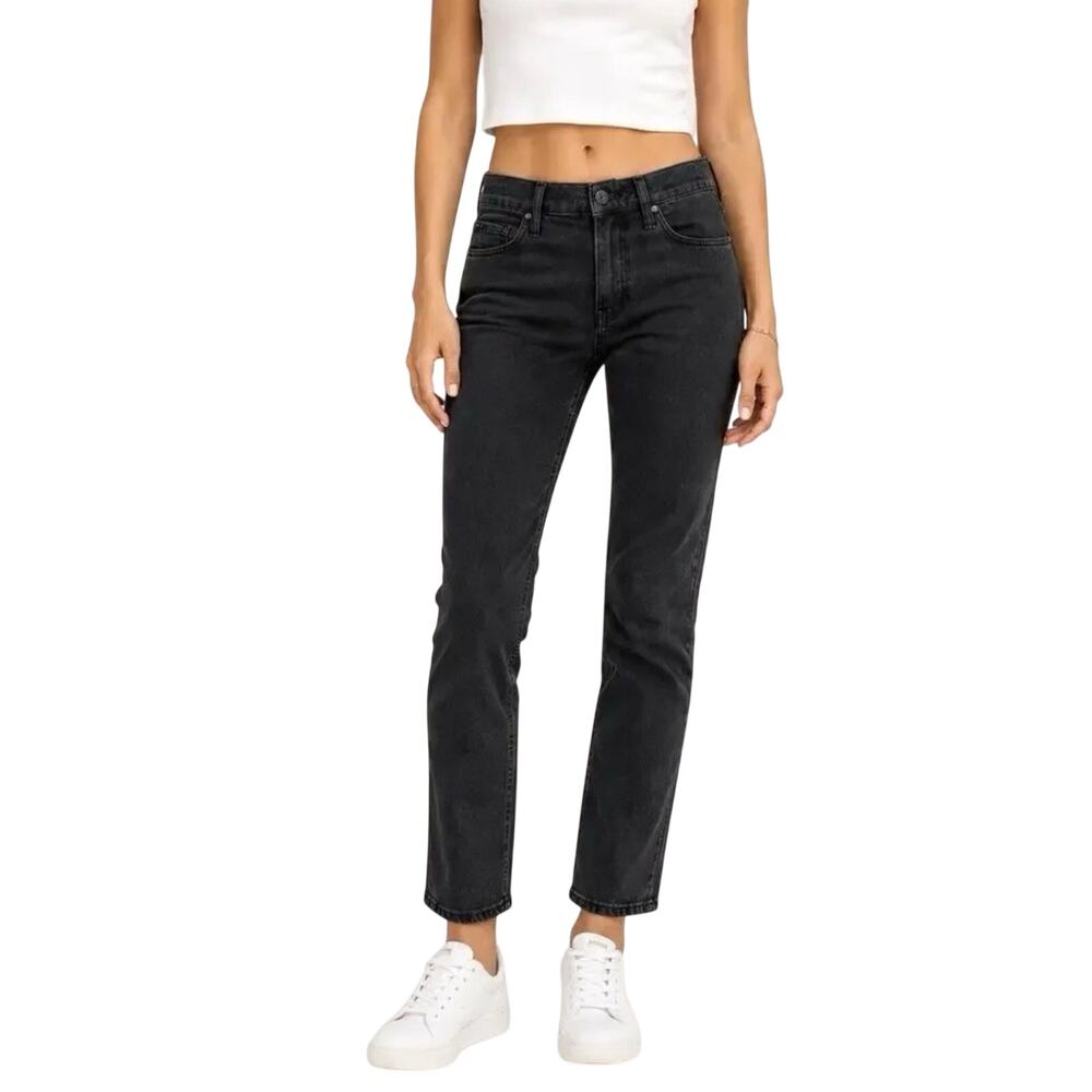 Mother Jeans Black The Mid Rise Dazzler Ankle Not Guilty 32 Straight Leg